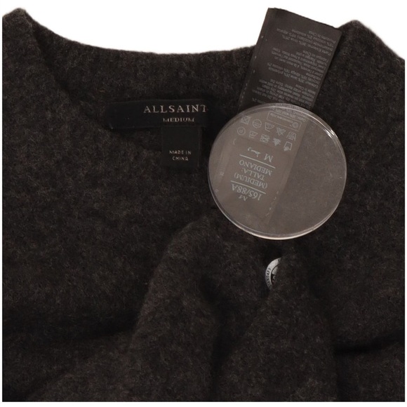AllSaints Cropped Gray Wool Knit Sweater | Size Medium - Picture 7 of 8